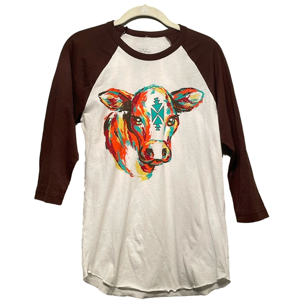 CRAZY TRAIN WESTERN COW TEE SIZE S